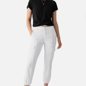 Sanctuary White Cotton Button-Front Cargo Pants NEW